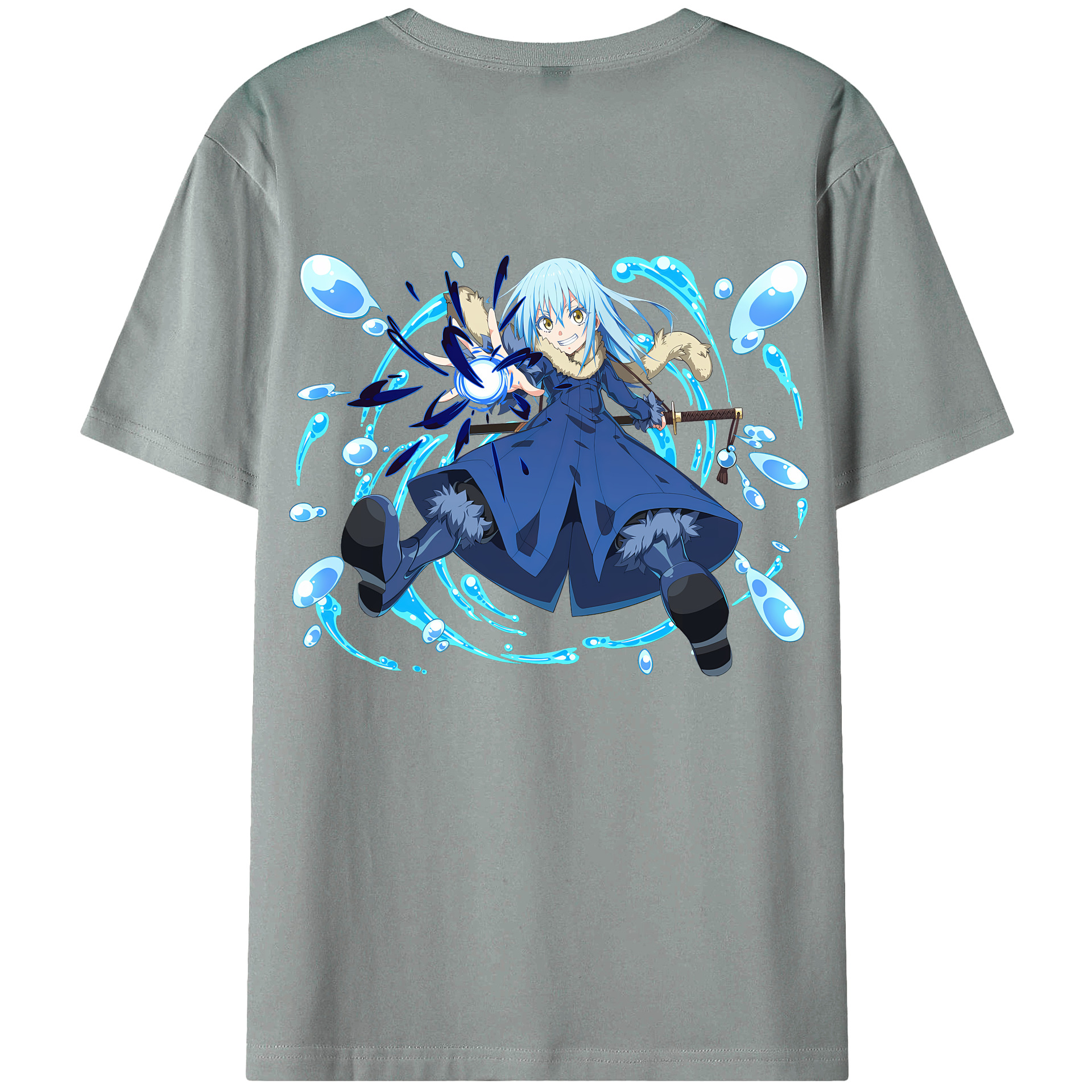 （画像用） 転スラ Regarding Reincarnated to Slime 綿100％ メンズ半袖Tシャツ（バックプリント） 通気性